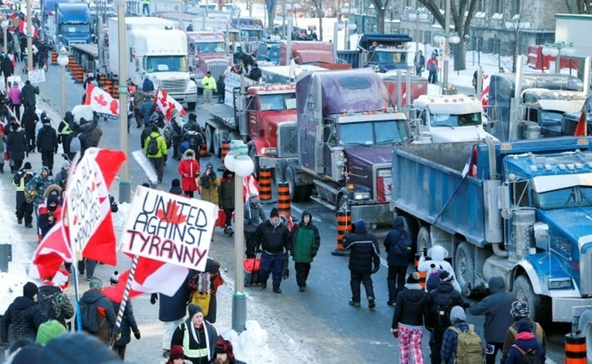 Caos en Canadá por protesta de camioneros contra vacunación obligatoria antiCovid