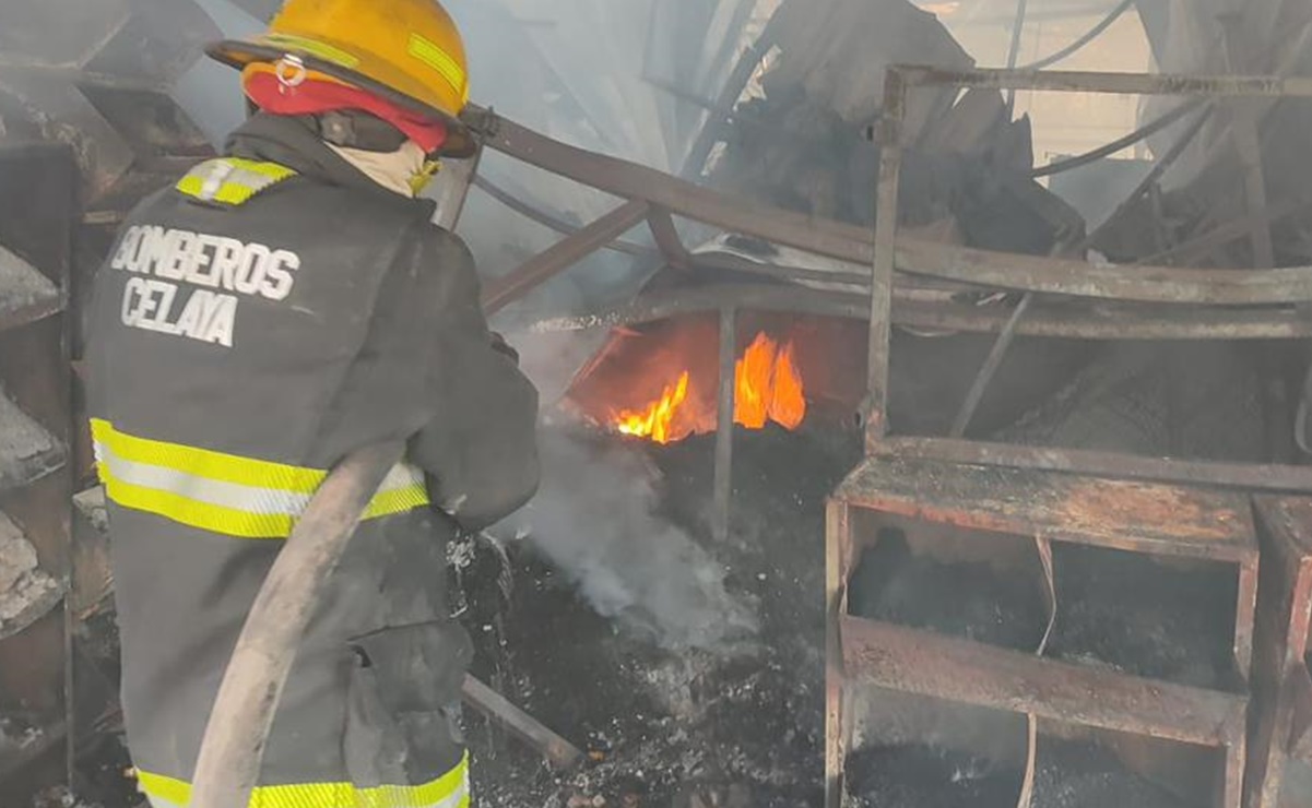 Incendio arrasa con decenas de locales de la Central de Abastos de Celaya, Guanajuato