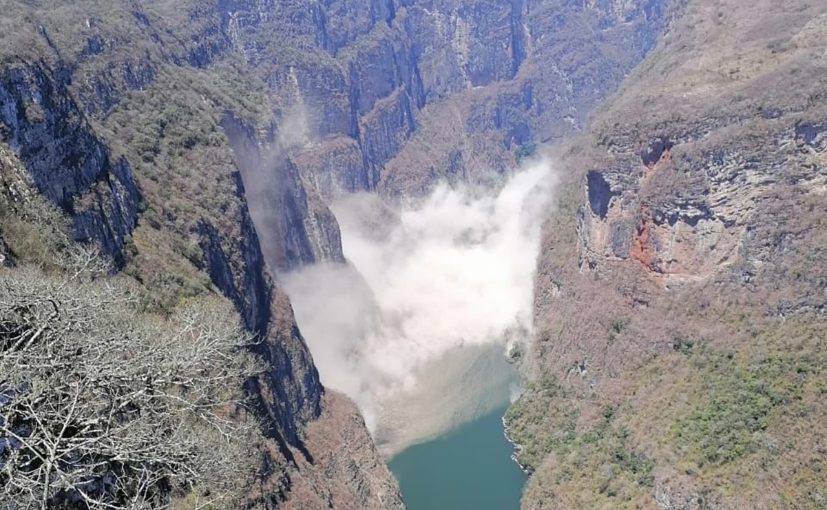 VIDEO. Se registra derrumbe en pared del Cañón del Sumidero