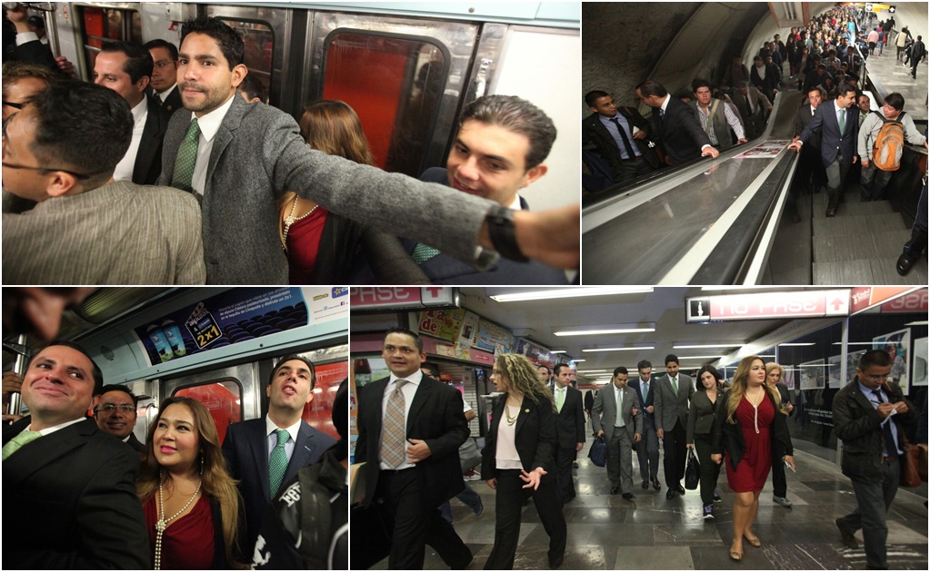 Diputados del PVEM dejan auto y viajan en Metro