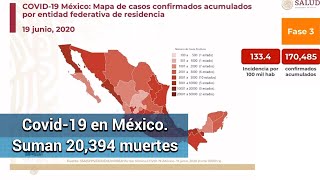 México rebasa las 20 mil muertes por Covid; suman 170,485 casos 