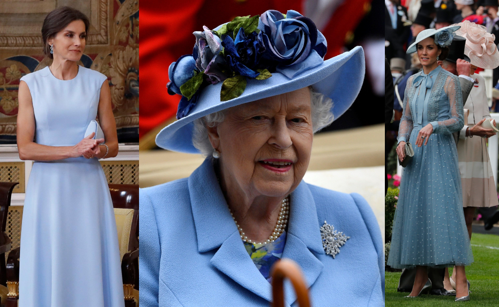 El baby blue se coloca como el color favorito del verano: Letizia, Isabel II y Kate ya lo usan