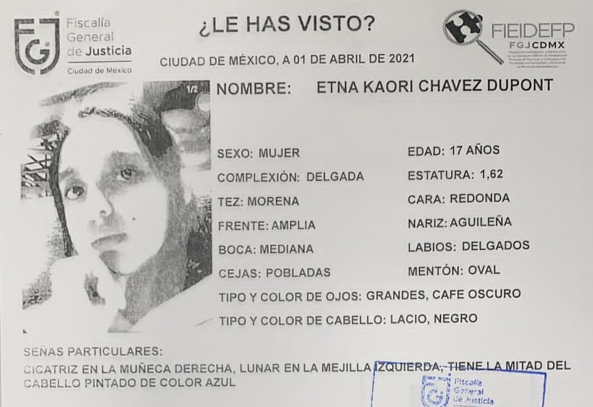 Buscan a Etna Kaori, de 17 años, desaparecida en Cuajimalpa 