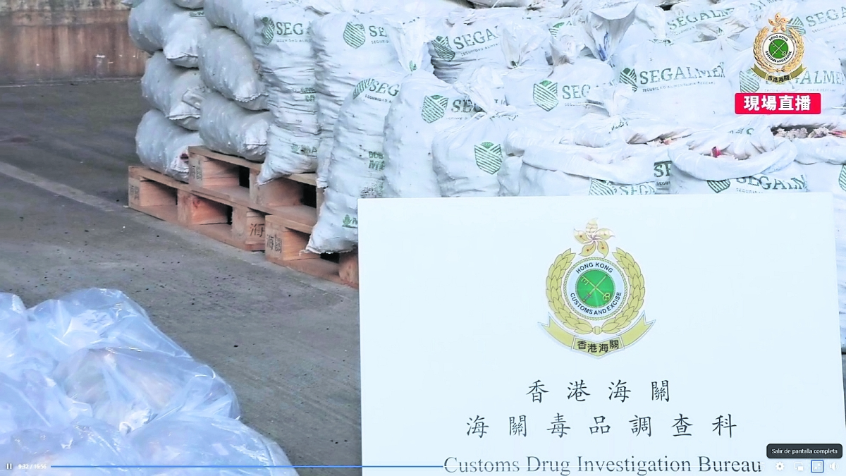 Mayor incautación de droga en Hong Kong, con sello del narco mexicano