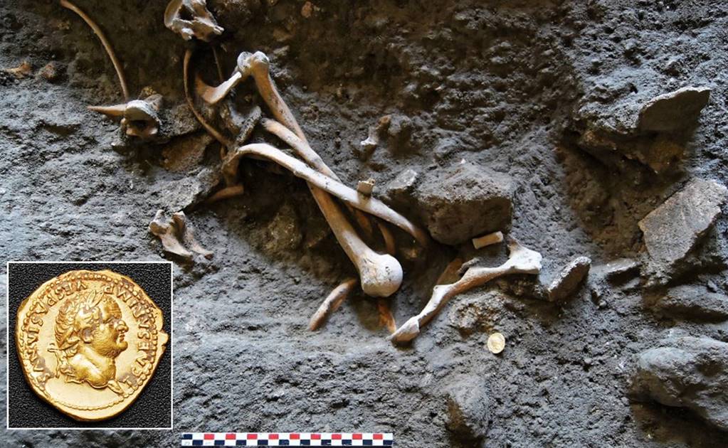 Hallan esqueletos y objetos de oro en Pompeya