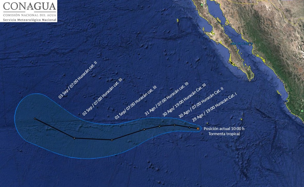 Tormenta tropical "Norman", al suroeste de Baja California Sur