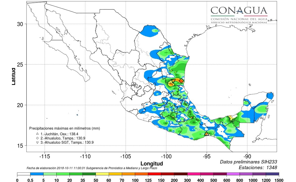 Fuertes lluvias con actividad eléctrica en estados del noreste