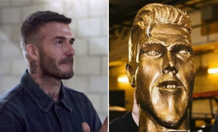 Le juegan broma pesada a David Beckham con horrible estatua