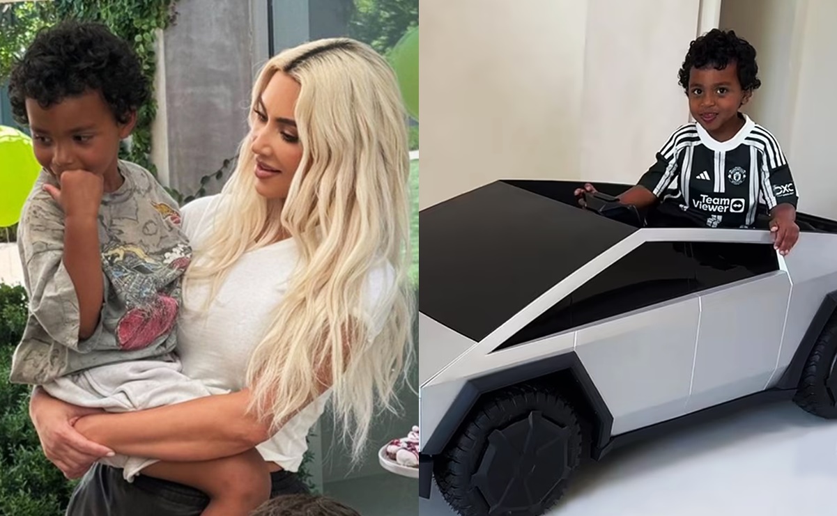 Obsequian mini tesla a hijo de Kim Kardashian en su cumpleaños cinco