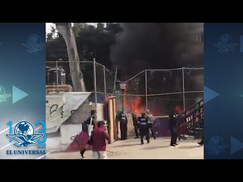 Se registra incendio en campamento de damnificados del Multifamiliar Tlalpan