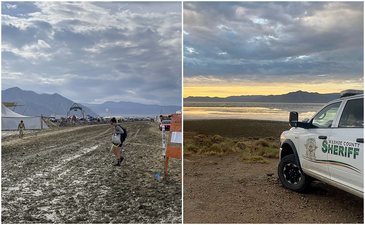 Tragedia en Burning Man; lluvias torrenciales, un muerto y miles atrapados en el desierto