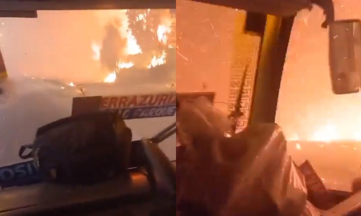 VIDEO: Conductor de bus cruza voraz incendio y salva a pasajeros en Chile: "Sentí harto miedo"