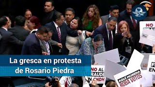 Rosario Piedra Ibarra toma protesta como presidenta de la CNDH; hubo gritos y jaloneos