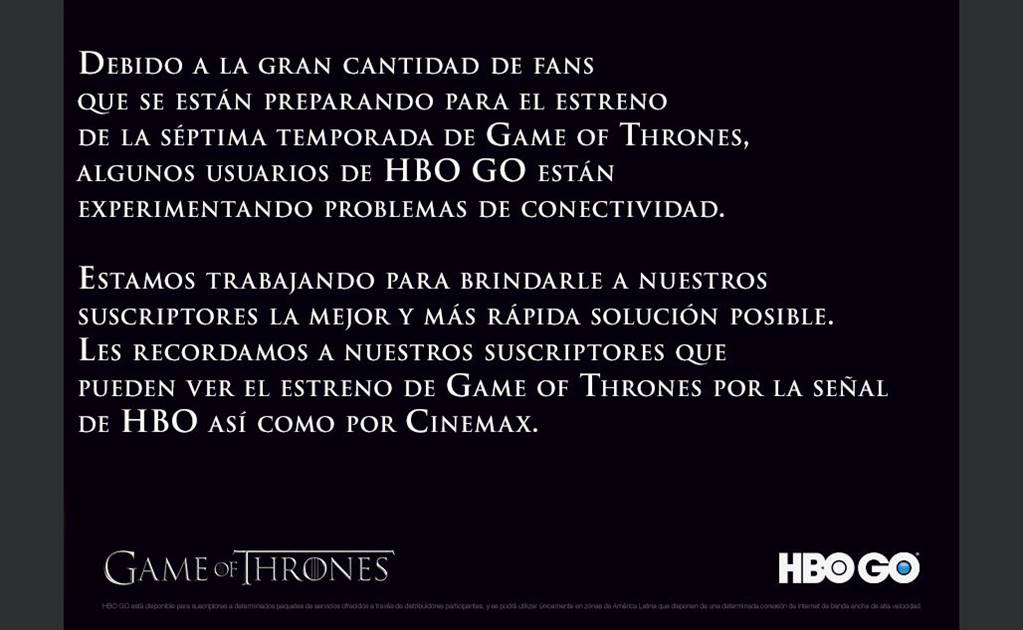 Exceso de usuarios afecta a HBO Go