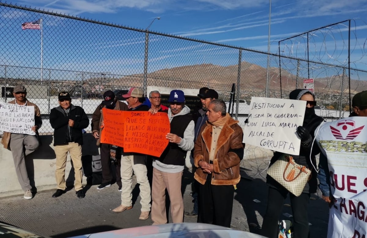 Cierran puente internacional en Ciudad Juárez por manifestación de ferrocarrileros