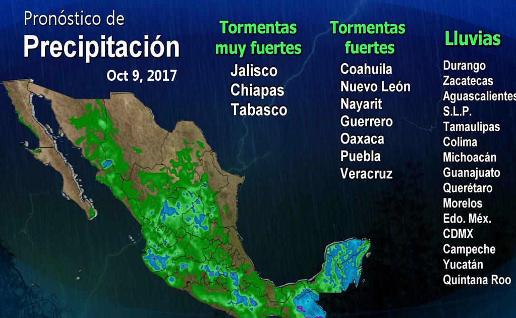 Fenómenos naturales causarán lluvias en gran parte del país 