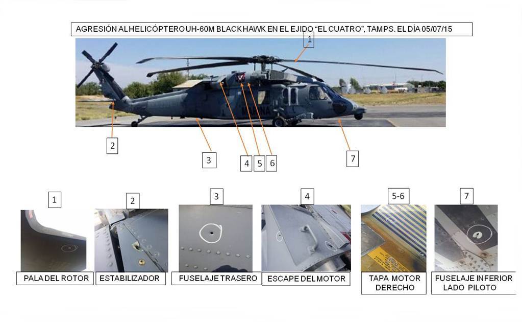 Marinos repelen atentado a helicóptero; mueren 6 sicarios