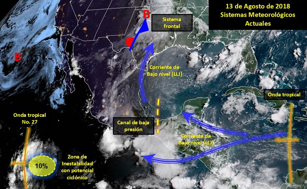 Prevén inicio de semana con tormentas y actividad eléctrica en el país