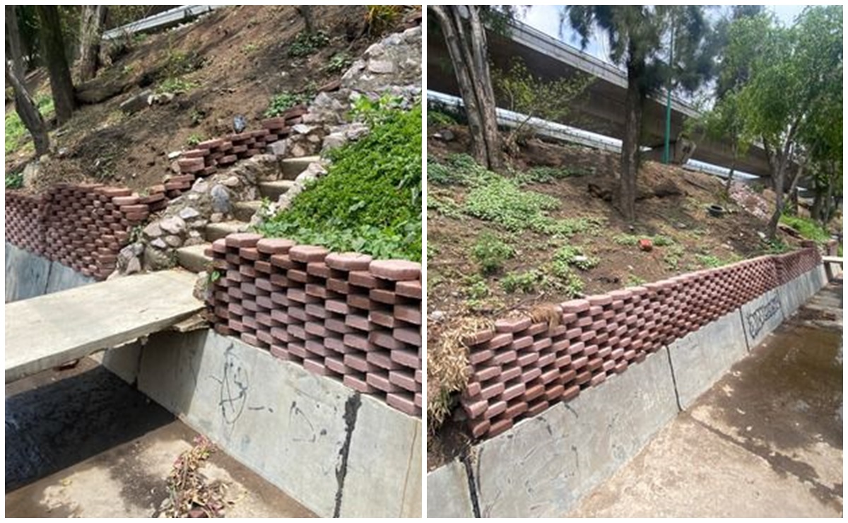 Vecinos construyen muro de adoquín en la GAM para evitar desbordamiento de tierra y lodo regenerado por la lluvia