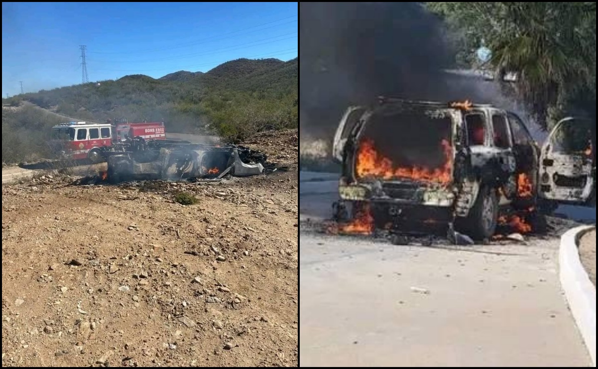 Reportan balaceras y vehículos incendiados en Santa Ana, Sonora