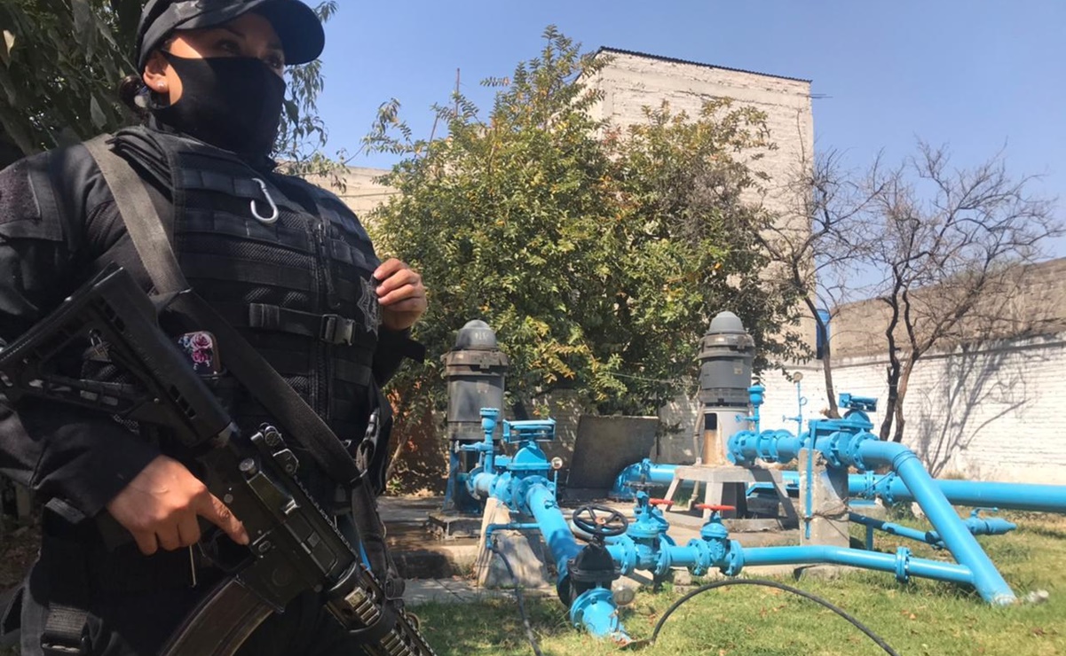 Recuperan pozo de agua con ayuda de Guardia Nacional y Policía Municipal en Los Reyes La Paz