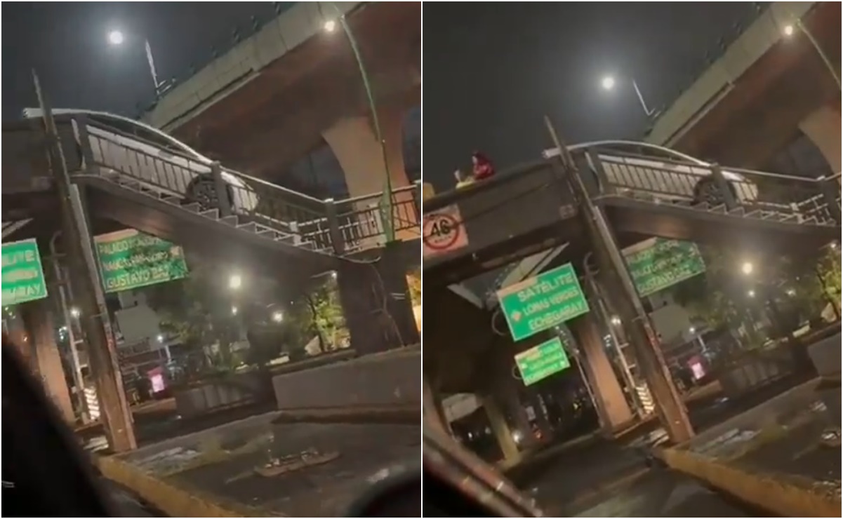 VIDEO: Captan a conductor intentar cruzar puente peatonal con vehículo en Naucalpan