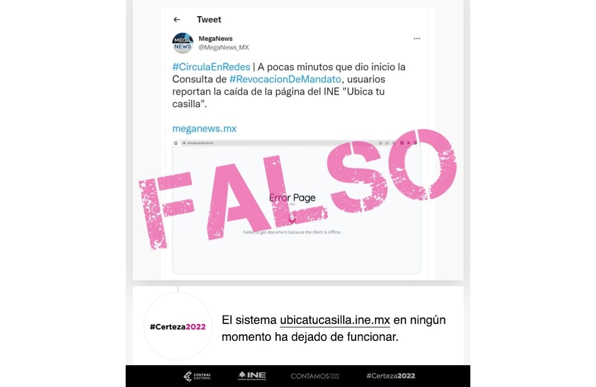 Fakenews: sistema Ubica Tu Casilla no dejó de funcionar, señala INE 