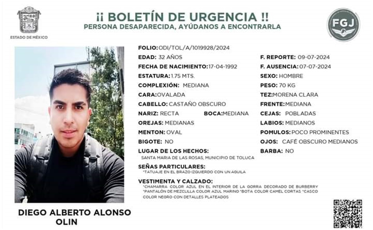 Familia de Diego Alberto continúa su búsqueda en Toluca; desapareció el pasado 7 de julio