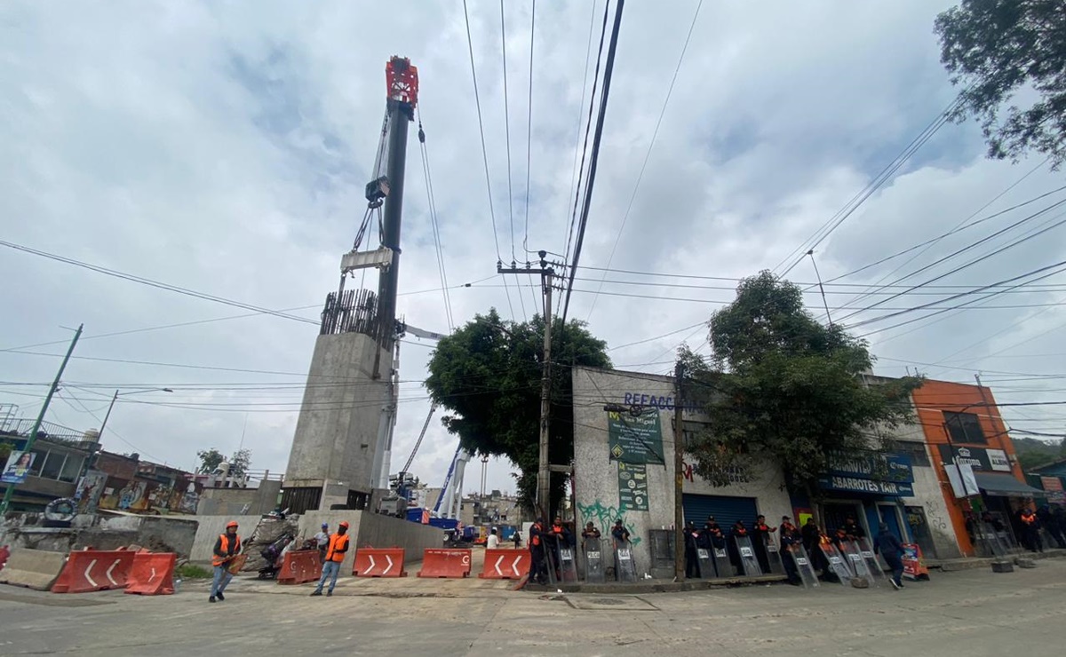 Continúan obras del Tren México-Toluca en Álvaro Obregón bajo resguardo de la SSC