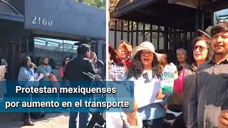 ¡No al tarifazo!, protestan usuarios de transporte frente a Movilidad del Edomex