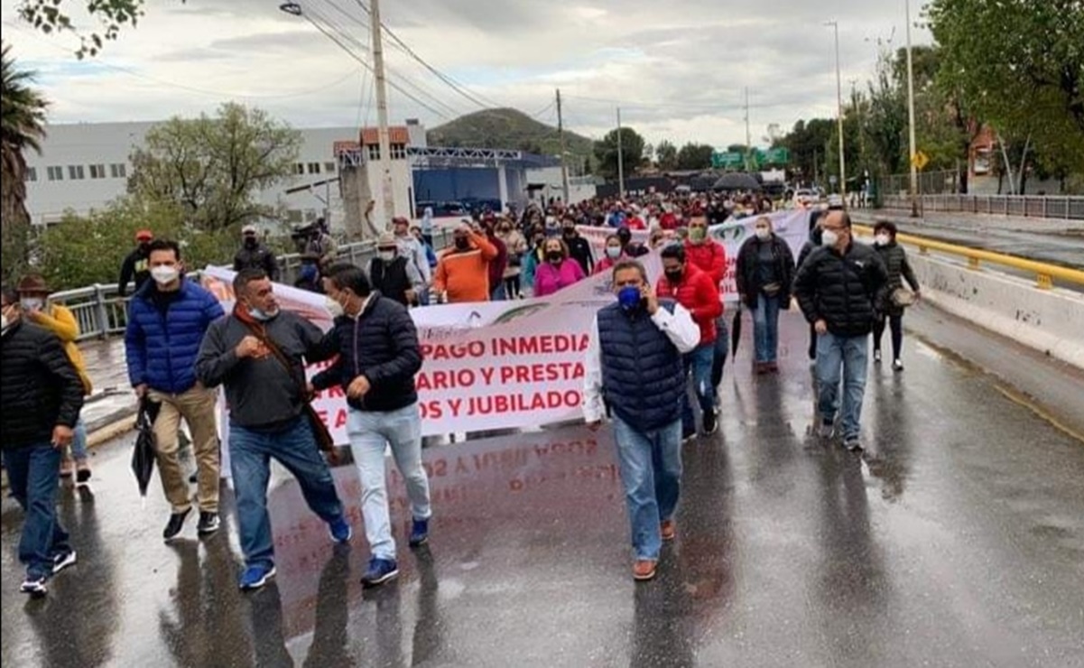 Marcha magisterio en Zacatecas para exigir pago de nómina