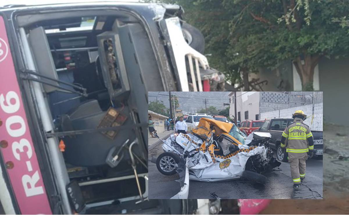 Carambola por camión de pasajeros sin frenos deja 40 lesionados en Santa Catarina, NL