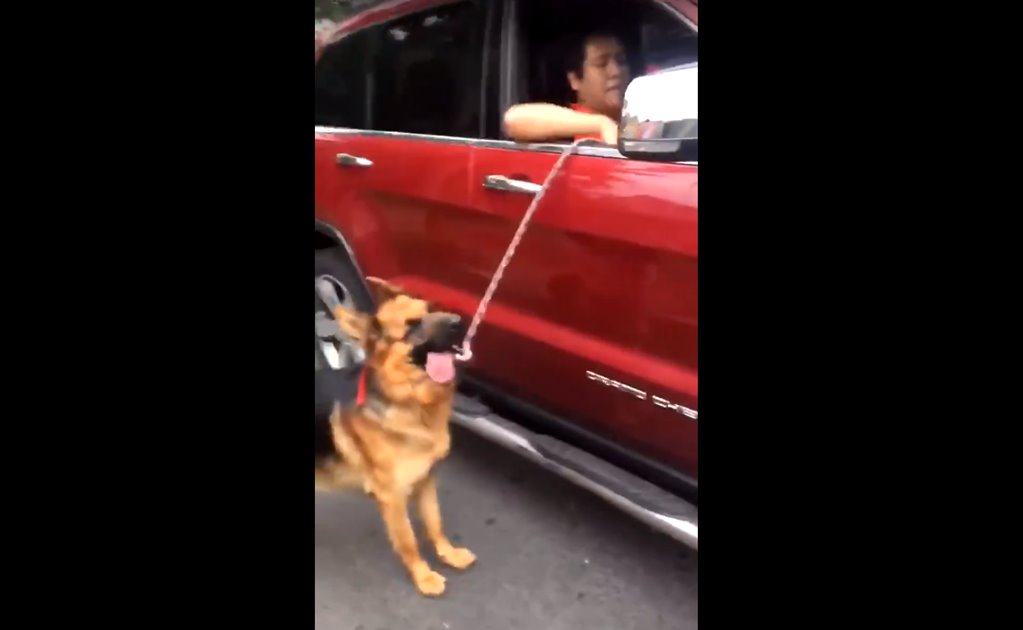 Captan en video a hombre arrastrando a perro desde su camioneta en Tlalpan