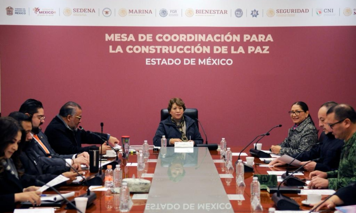 Delfina Gómez presenta cifras de reducción de delitos en la Mesa de Coordinación para la Construcción de la Paz