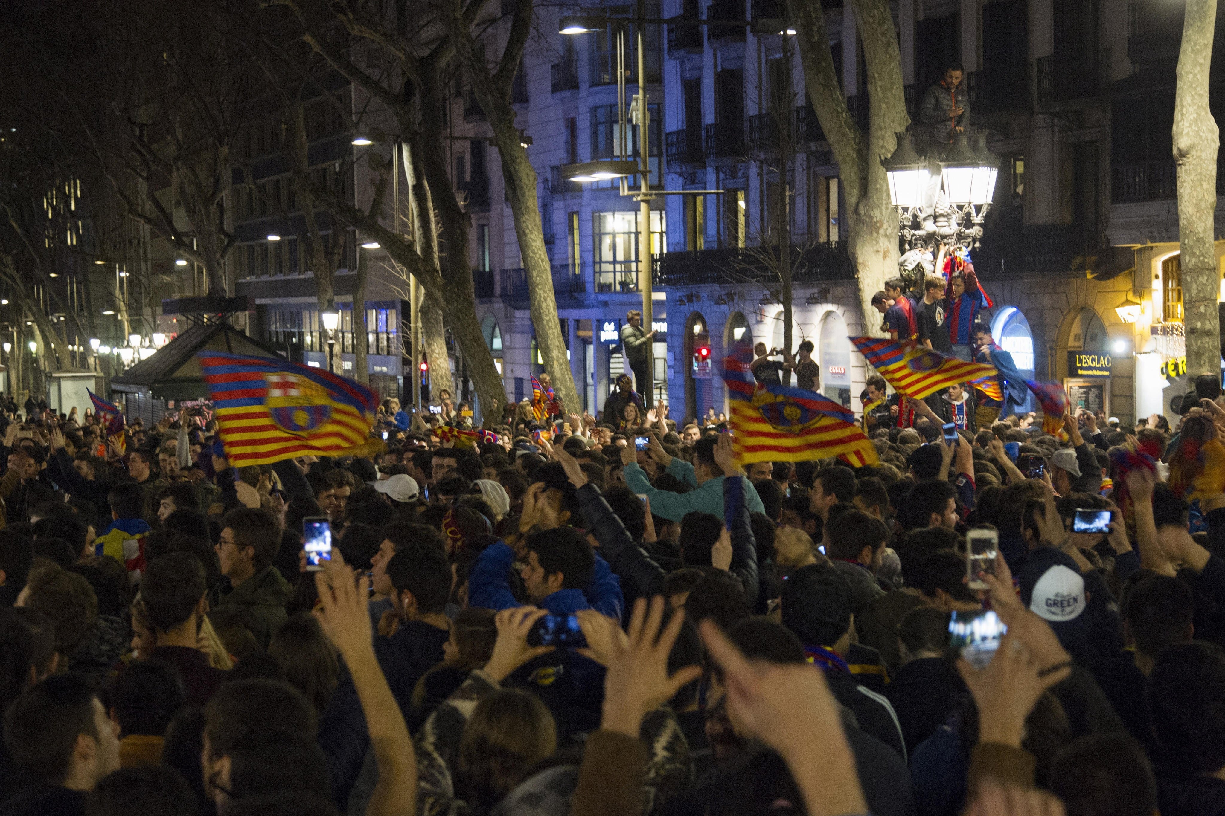 Celebración por triunfo del Barça ante el PSG causa "sismo"