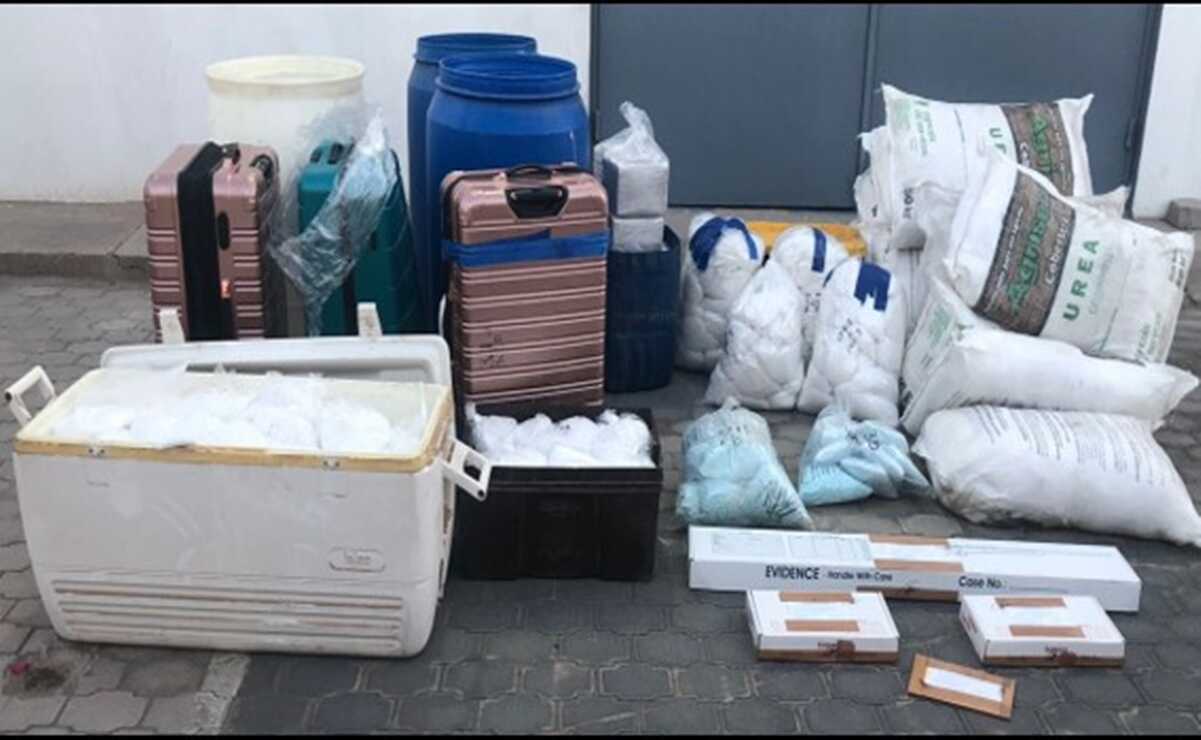 Aseguran más de 900 kilos de metanfetamina en inmueble de BC; hay cinco detenidos