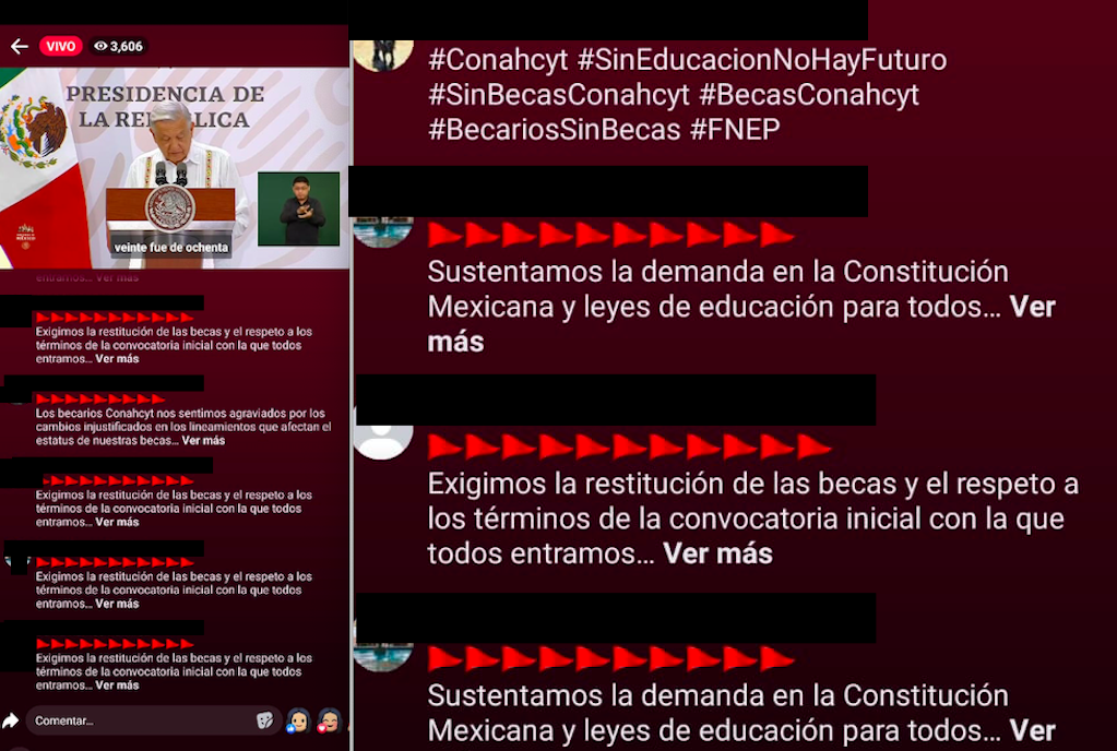 Universitarios protestan contra Ley de Ciencia en el informe del presidente López Obrador