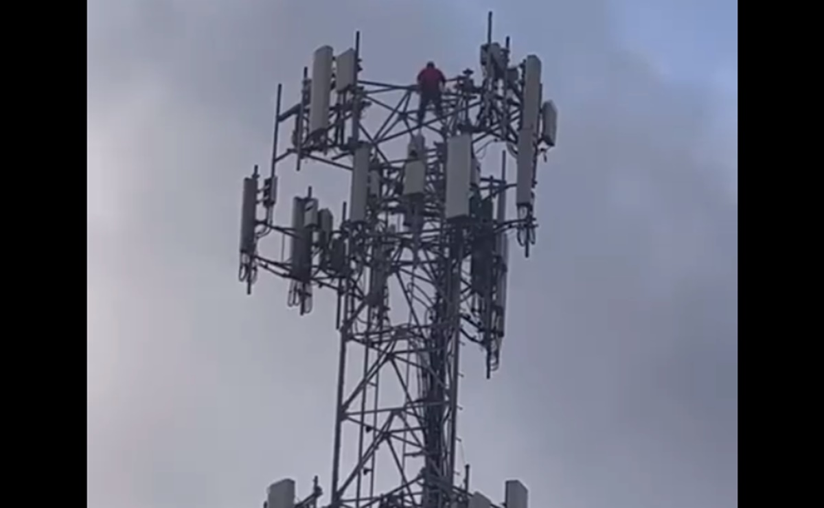 VIDEO: Hombre se hace pasar por empleado, sube antena de telefonía celular y la apaga en Miami