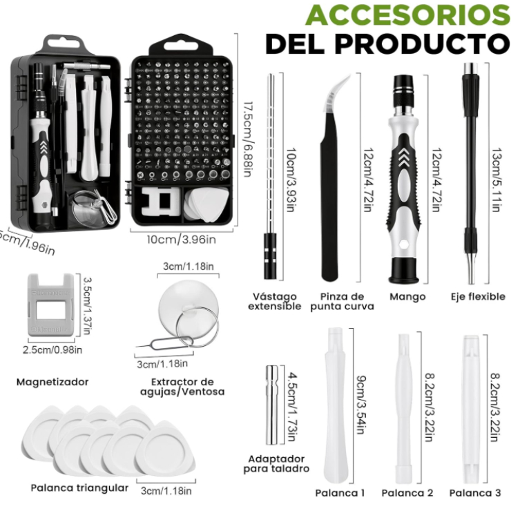 Kit de destornilladores de precisión AXIDUN 117 en 1 vista completa