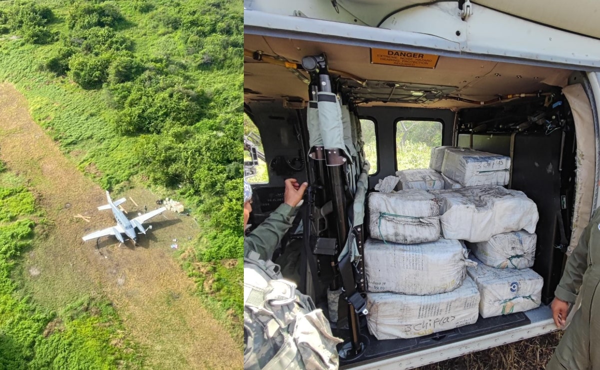 Aseguran en Chiapas una avioneta con más de media tonelada de cocaína 