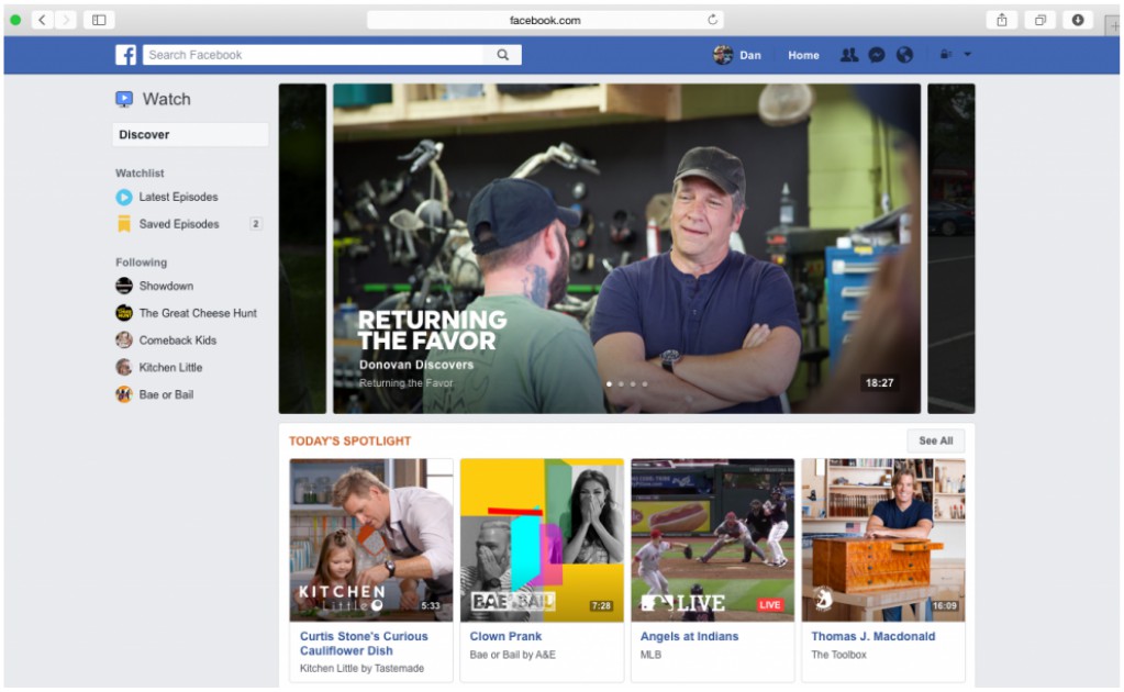 Facebook crea su propia TV con Watch