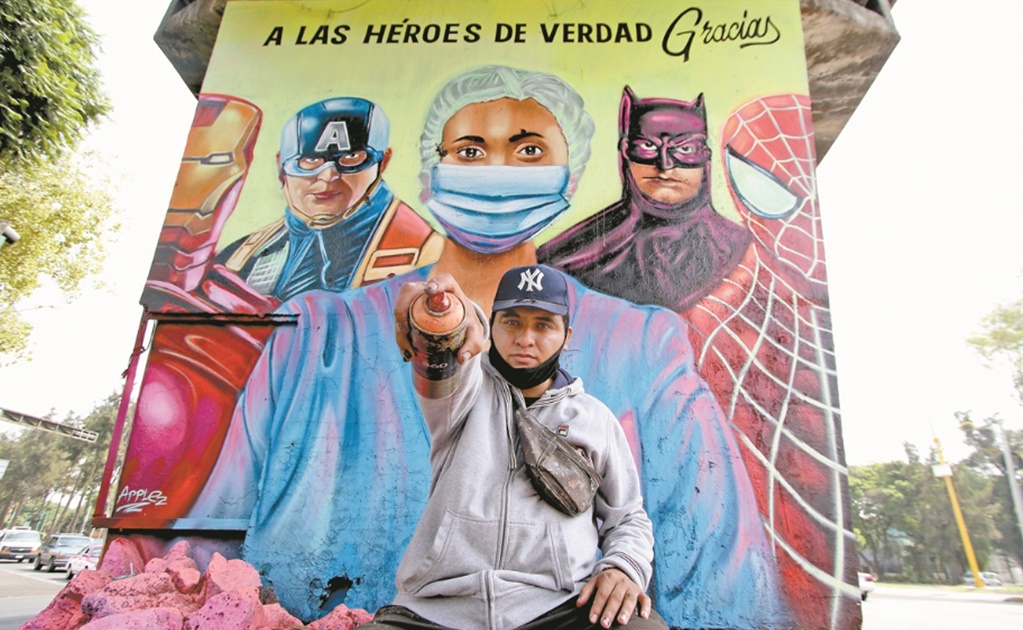 Graffiti artist paints mural in honor of Mexican healthcare workers fighting COVID-19