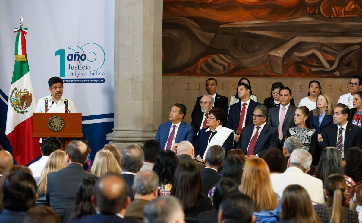 La presidenta Claudia Sheinbaum durante el primer informe de labores de la Suprema Corte de Justicia de la Nación (SCJN) el 7 de septiembre de 2026. Foto: Fernanda Rojas/ EL UNIVERSAL