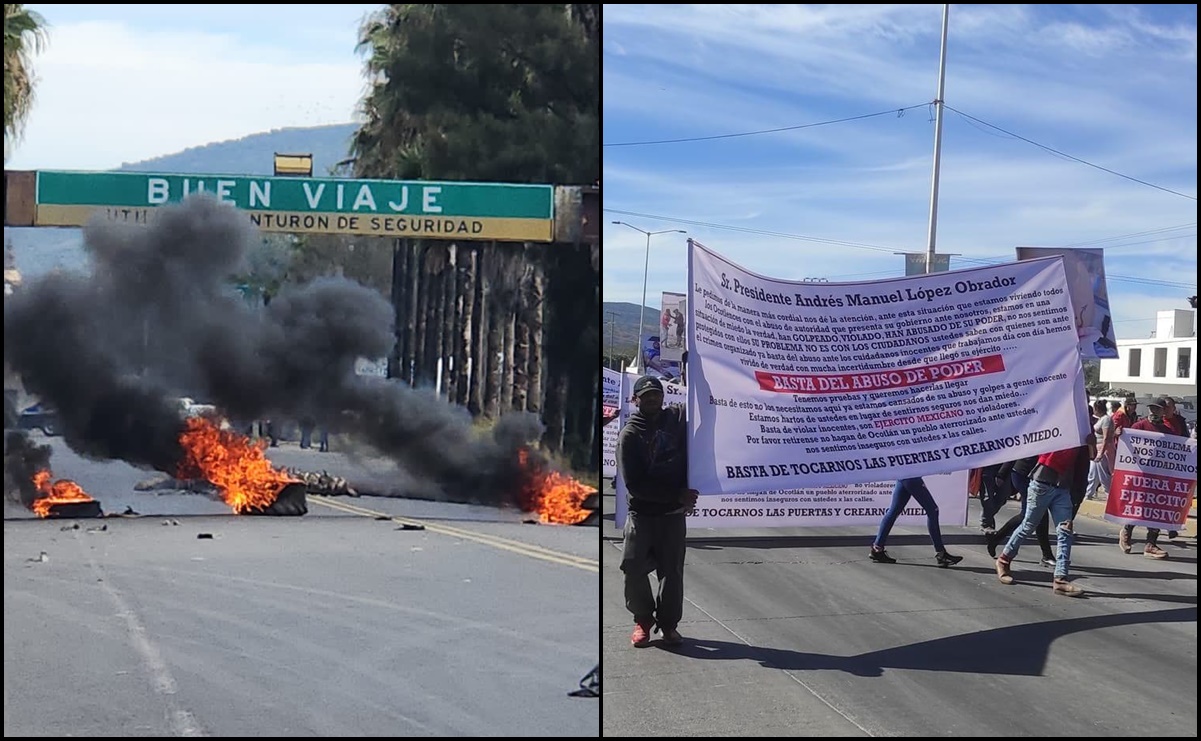 Con bloqueos, exigen salida de la Guardia Nacional de Ocotlán, Jalisco