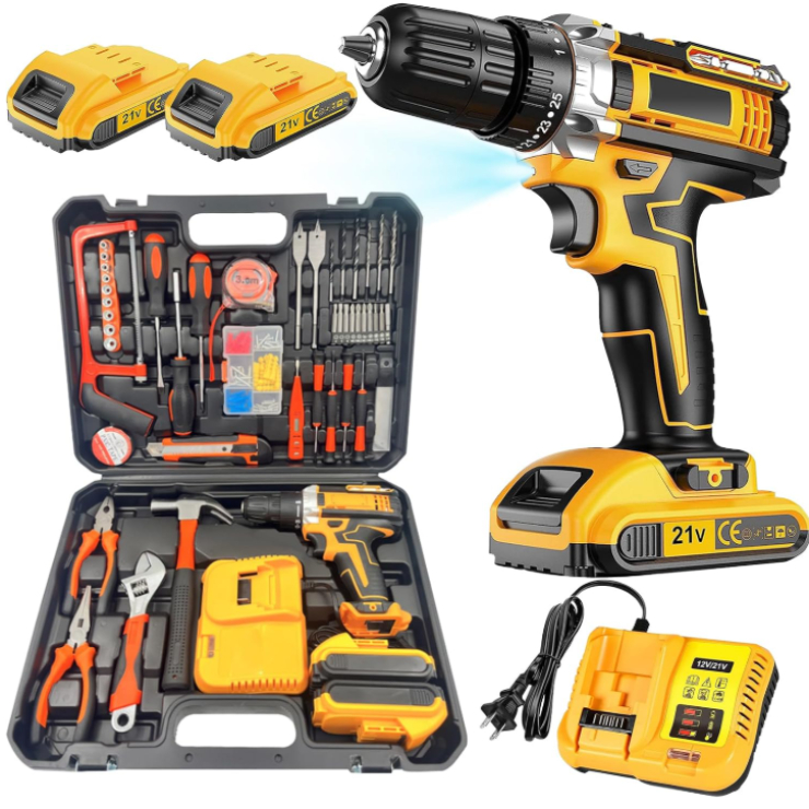 Kit de taladro inalámbrico TIME4BUY 21V 118 piezas