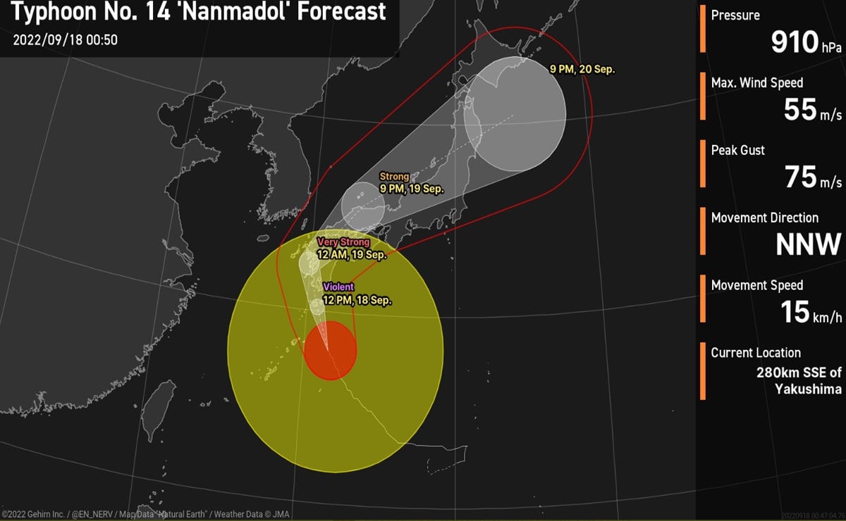 Tifón “sin precedentes” amenaza a dos millones de personas en Japón