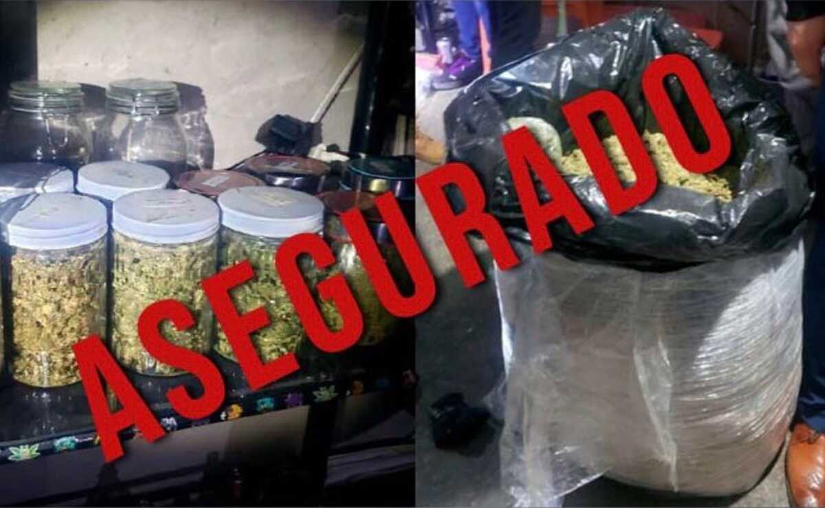 Aseguran 35 kilos de marihuana, dulces con droga y a dos sujetos tras cateo en Los Reyes La Paz 