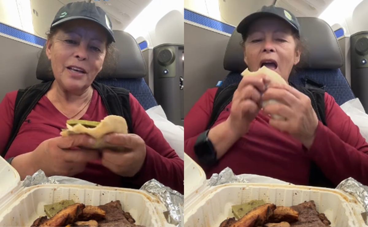 Critican a mujer por preparar tacos de carne asada en avión de primera clase; "comiendo mi comida favorita”