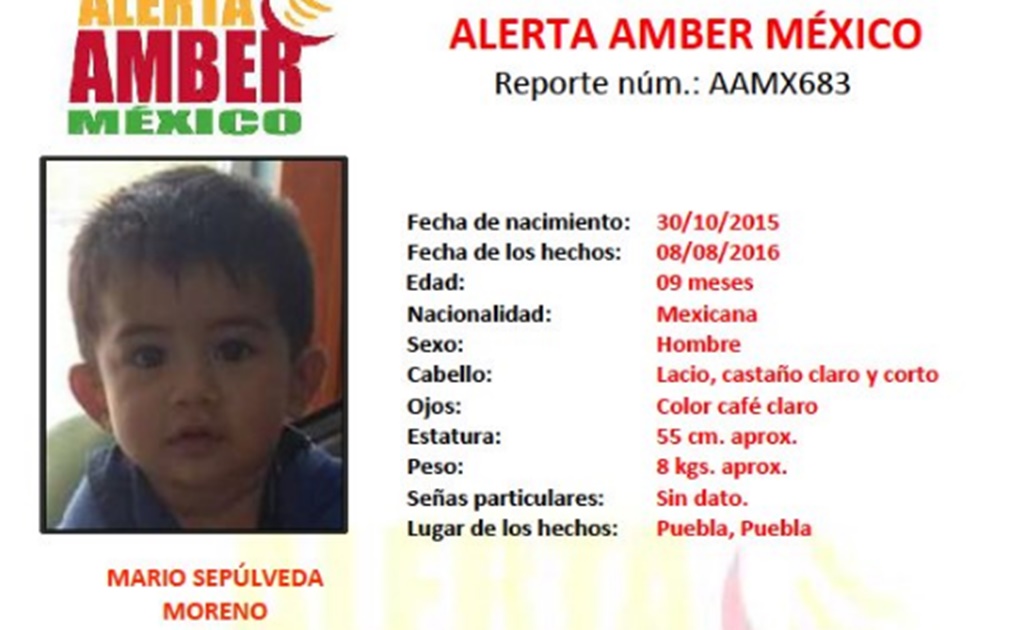 Activan Alerta Amber por bebé sustraído en Puebla