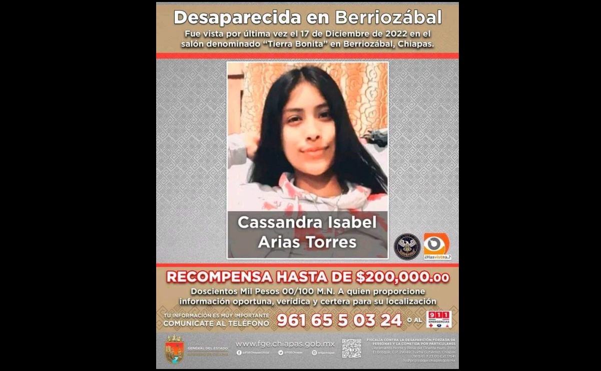 Ofrecen 200 mil pesos de recompensa para localizar a Cassandra Isabel, madre desaparecida en Chiapas